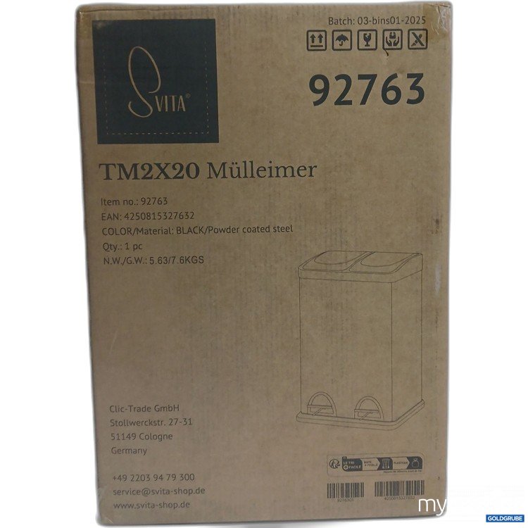 Artikel Nr. 443069: Svita TM2X20 Mülleimer black/Powder coated steel 