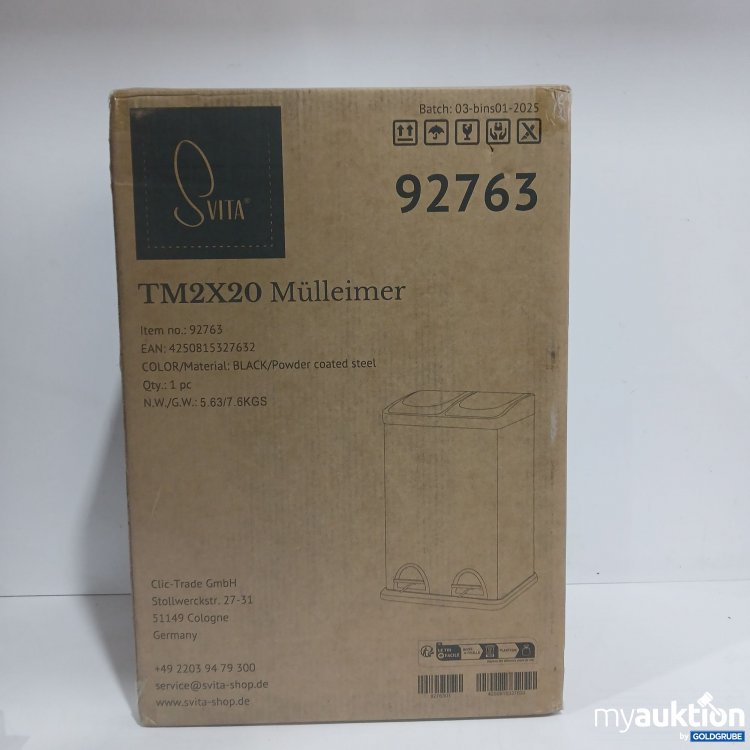 Artikel Nr. 443069: Svita TM2X20 Mülleimer black/Powder coated steel 