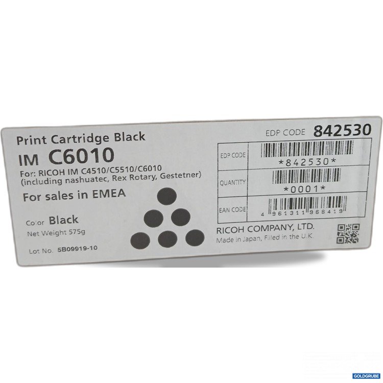Artikel Nr. 888069 Artikel Nr. 888069: Ricoh Print Cartridge Black IM C6010 Black 575g