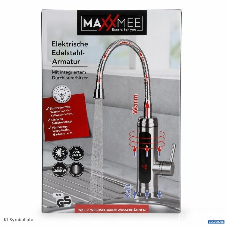 Artikel Nr. 465075 Artikel Nr. 465075: MAXXMEE Elektrische Edelstahl-Armatur mit Durchlauferhitzer