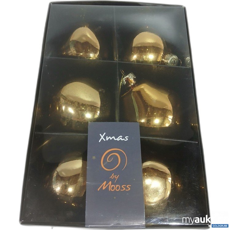 Artikel Nr. 929075: Xmas organic balls gold 6Pieces 2x3shapes ø8cm 