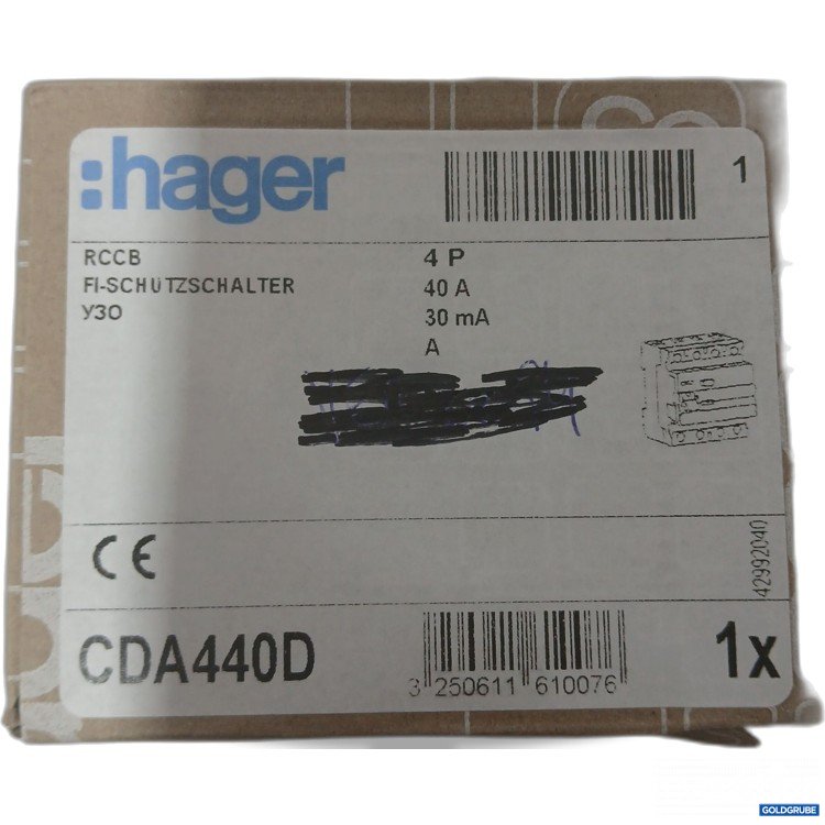 Artikel Nr. 989075 Artikel Nr. 989075: Hager RCCB FI-Schutzschalter y30 cda440d