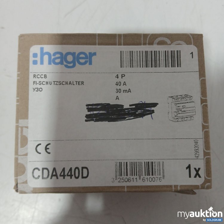 Artikel Nr. 989075 Artikel Nr. 989075: Hager RCCB FI-Schutzschalter y30 cda440d