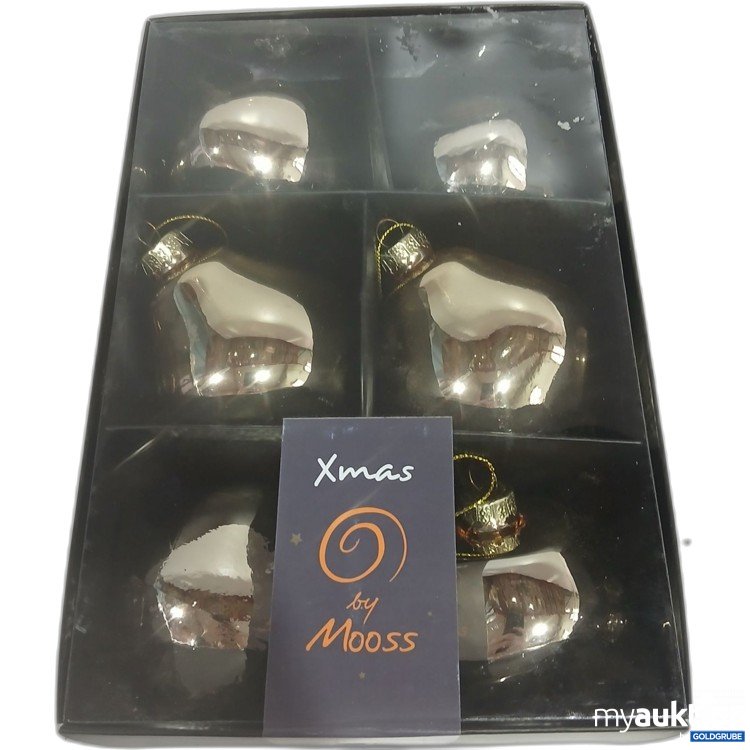 Artikel Nr. 929077: Xmas organic balls champagne 6Pieces 2x3shapes ø8cm 