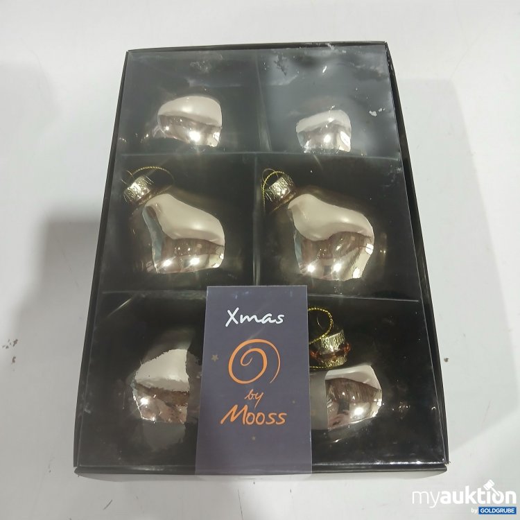 Artikel Nr. 929077: Xmas organic balls champagne 6Pieces 2x3shapes ø8cm 