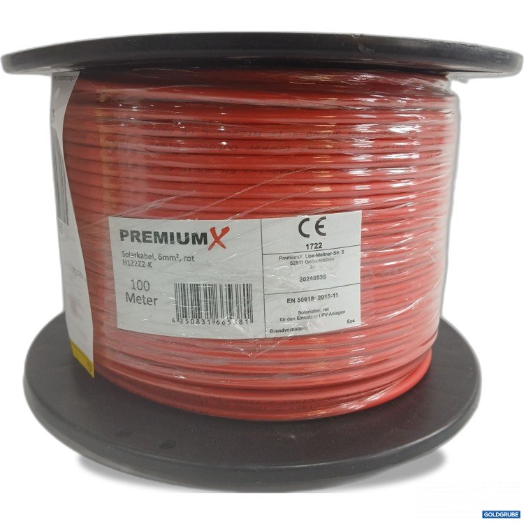Artikel Nr. 970079: Premiumx Solarkabel 6mm² rot H1Z2Z2-K 100m 