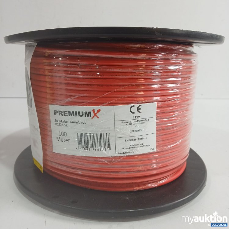Artikel Nr. 970079: Premiumx Solarkabel 6mm² rot H1Z2Z2-K 100m 