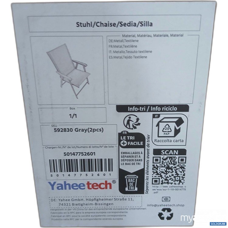 Artikel Nr. 994084: Yaheetech Stuhl grey 2er Set  592830