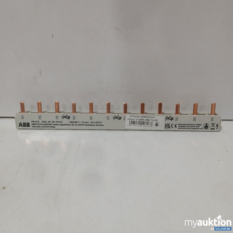 Artikel Nr. 446086: ABB 3-Phasen-Stiftschiene 10mm² 210MM ABB Pro M