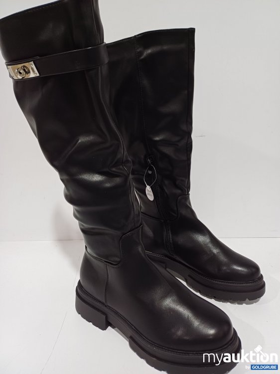 Artikel Nr. 914086 Artikel Nr. 914086: Buffalo Mave Overknee-Stiefel, gr.39, Plateausohle und Schnallenriemen, schwarz