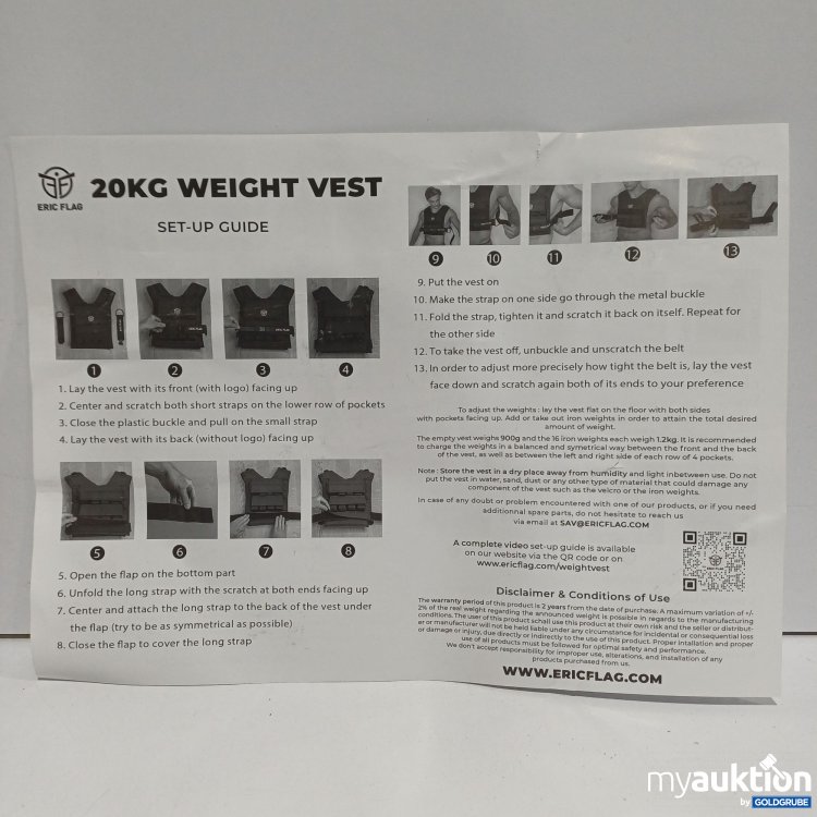 Artikel Nr. 897087: Eric Flag Gewichtsweste 20kg