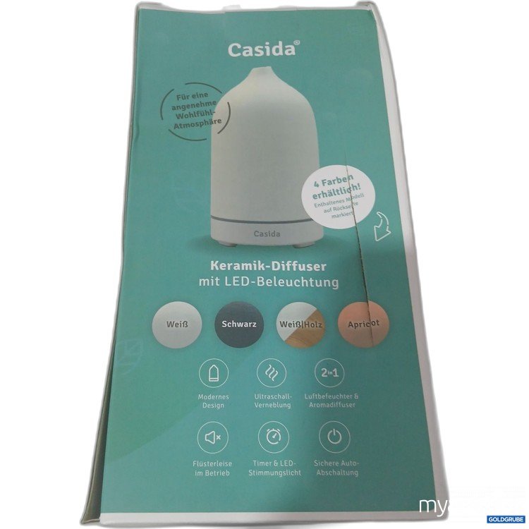 Artikel Nr. 989088: Casida Keramik-Diffuser mit LED-Beleuchtung weiß/Holz PZN 18354939