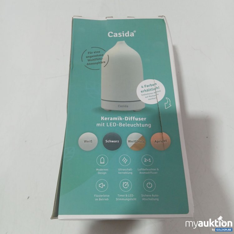 Artikel Nr. 989088: Casida Keramik-Diffuser mit LED-Beleuchtung weiß/Holz PZN 18354939