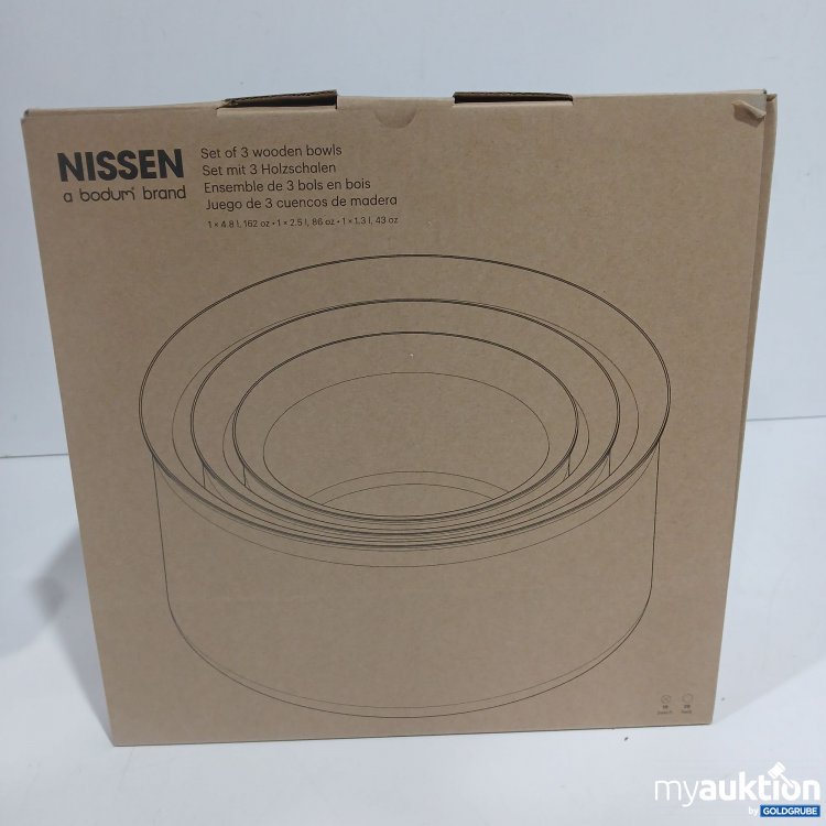 Artikel Nr. 443090: Nissen a bodum brand Set of 3 wooden bowls 