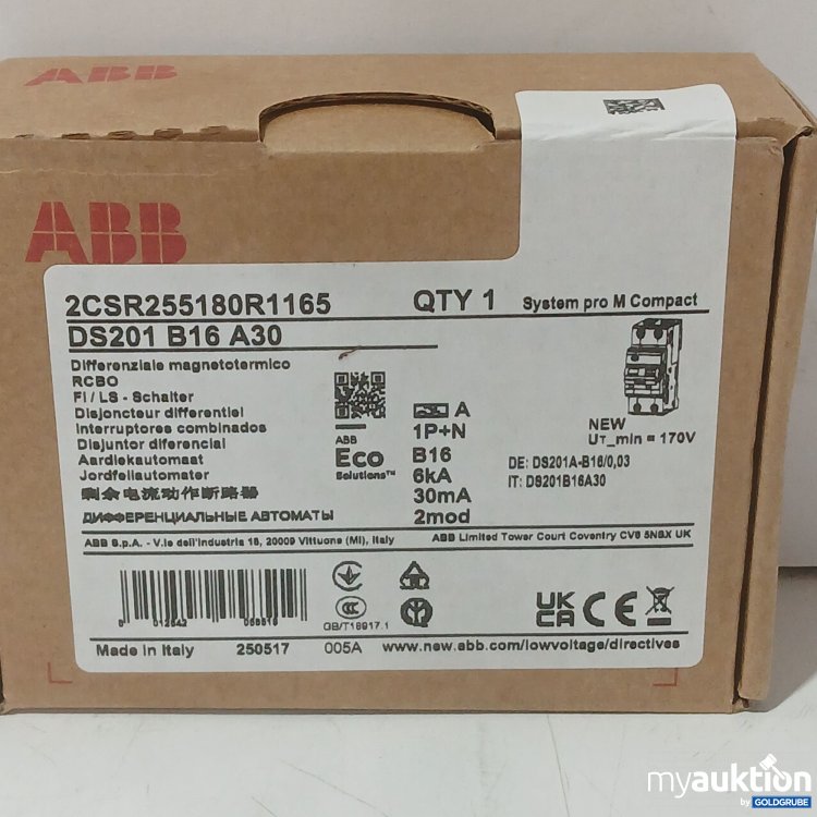 Artikel Nr. 446091 Artikel Nr. 446091: ABB FI/LS-Schalter DS201 B16 A30