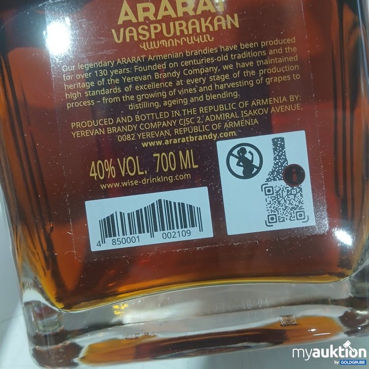 Artikel Nr. 468093 Artikel Nr. 468093: Ararat Vaspurakan Brandy 40% Vol 15 Jahre 700ml