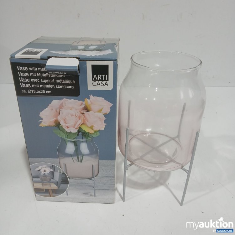 Artikel Nr. 929096: Arti Casa Vase mit Metallstandard ca. ø13,5x25cm 