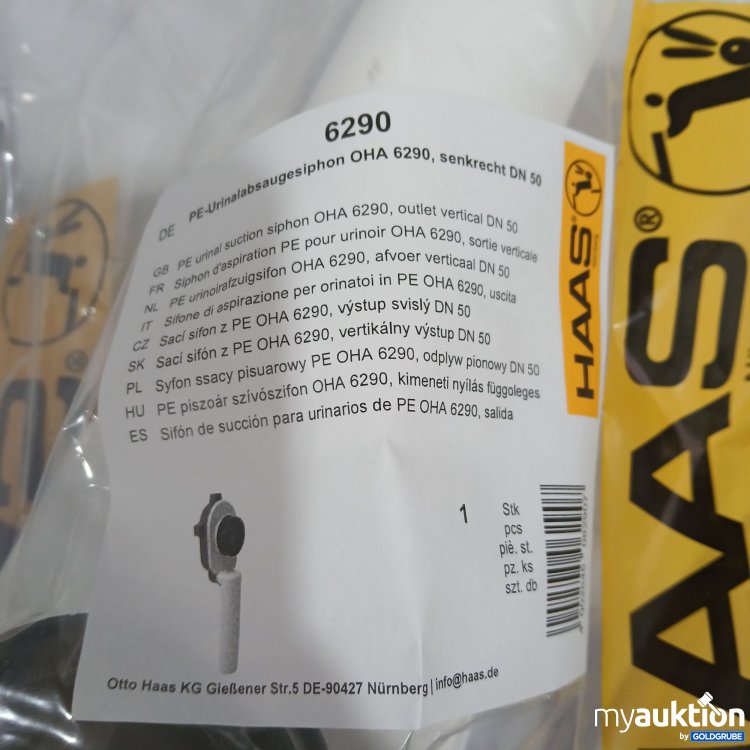 Artikel Nr. 443097: Haas PE-Urinalabsaugesiphon OHA 6290 senkrecht DN50 