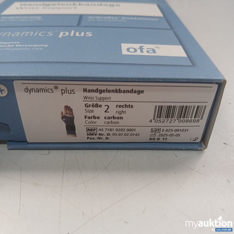 Artikel Nr. 983098: Ofa dynamics plus  Handgelenkbandage Wirst Support Größe 2 rechts Carbon