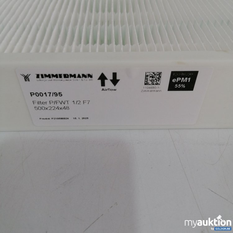 Artikel Nr. 439099: Zimmermann Filter P0017/95, P/FWT 1/2 F7, 