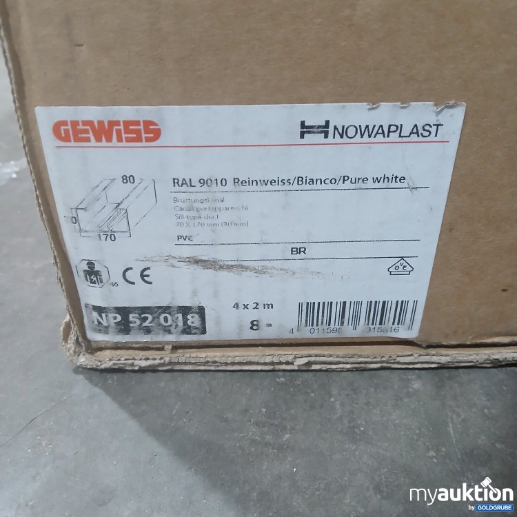 Artikel Nr. 448099 Artikel Nr. 448099: Gewiss Nowaplast Brüstungskanal 4 x 2 m RAL 9010 Reinweiß 80x70x170 4Stk