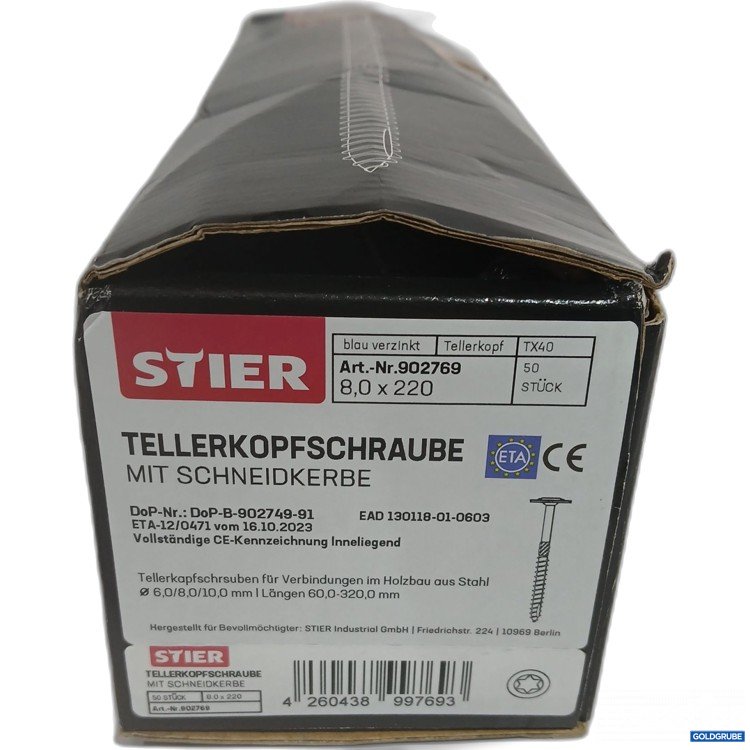 Artikel Nr. 888100: Stier Tellerkopfschraube mit Schneidkerbe TX40 50Stk 8,0x220 50Stk 