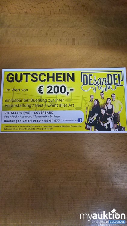 Artikel Nr. 397101: Gutschein für die Band De san Dei