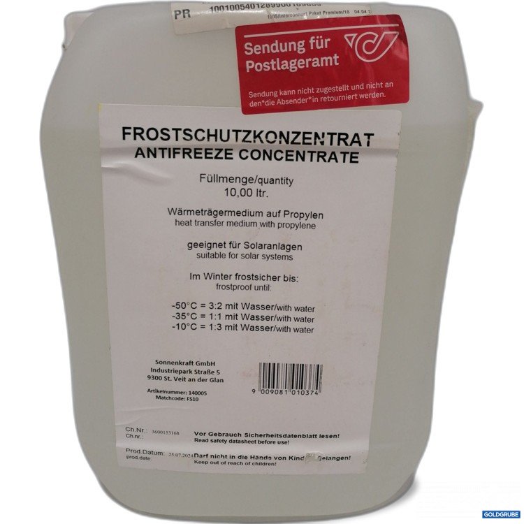 Artikel Nr. 885101: Frostschutzkonzentrat für Solaranlagen 10L