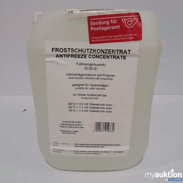 Artikel Nr. 885101: Frostschutzkonzentrat für Solaranlagen 10L
