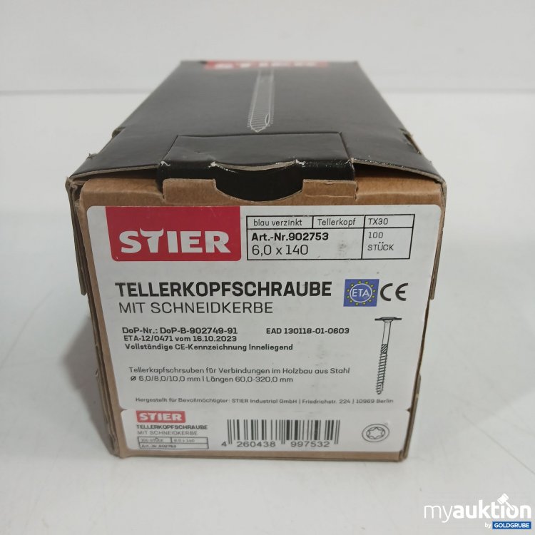 Artikel Nr. 888101: Stier Tellerkopfschrauben mit Schneidkerbe 6,0x140 TX30 100Stk 