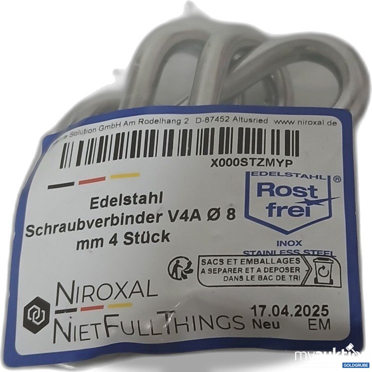 Artikel Nr. 913101: Niroxal NietFullThings Edelstahl Schraubverbinder V4A 8mm 4 Stück 