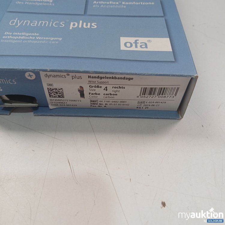Artikel Nr. 983101: Ofa dynamics plus Handgelenkbandage Wirst Support Größe 4 rechts Carbon