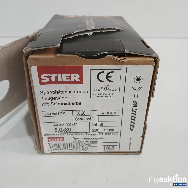 Artikel Nr. 888102: Stier Spanplattenschrauben Teilgewinde mit Schneidkerbe TX20 5,0x80 200Stk 