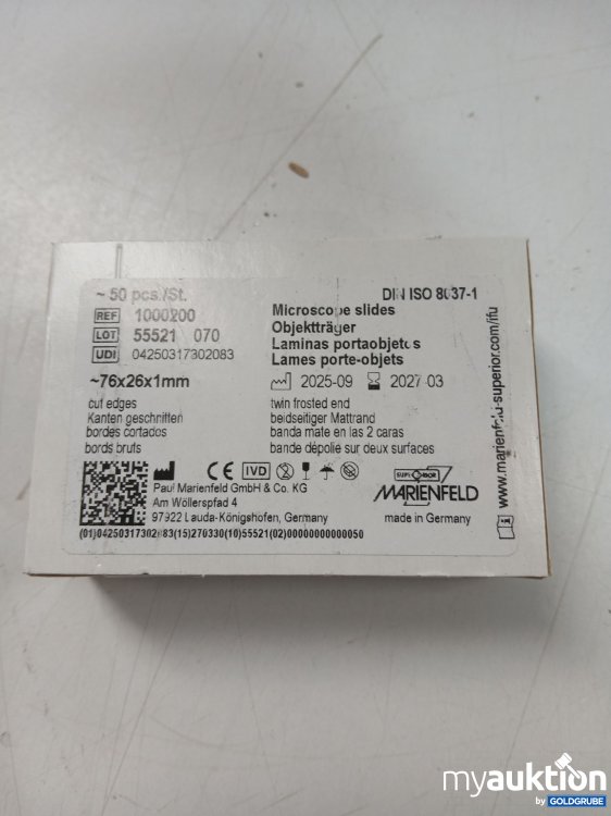Artikel Nr. 960102 Artikel Nr. 960102: Marienfeld Microscope Slides Objektträger 3x50Stk 76x26x1mm