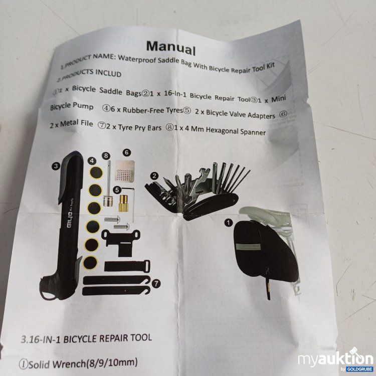 Artikel Nr. 962102: Waterproof Saddle Bag with Bicycle Repair Tool Kit 