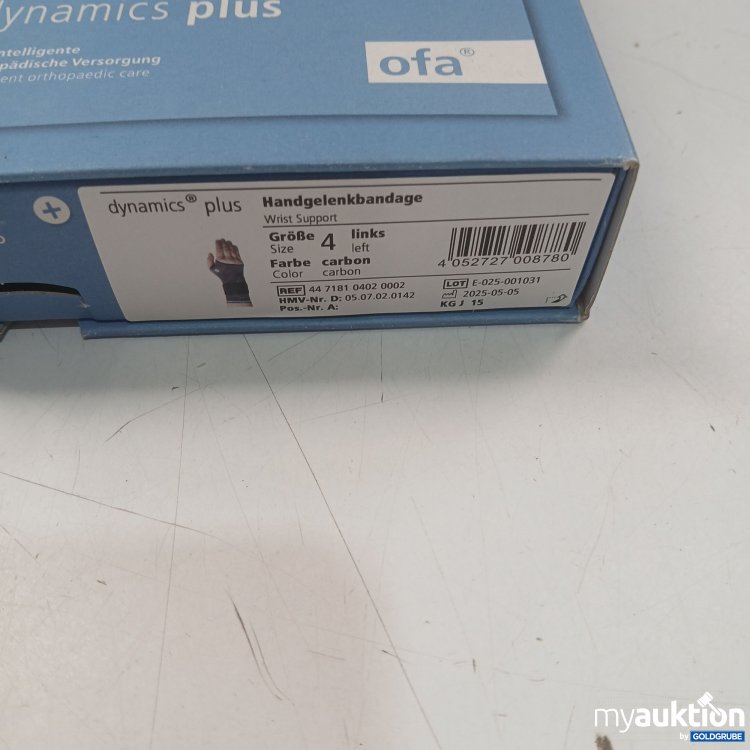 Artikel Nr. 983102: Ofa dynamics plus Handgelenkbandage Wirst Support Größe 4 links Carbon
