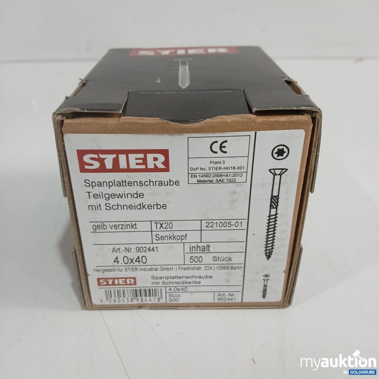 Artikel Nr. 888103: Stier Spannplattenschrauben Teilgewinde mit Schneidkerbe TX20 4,0x40 500Stk 