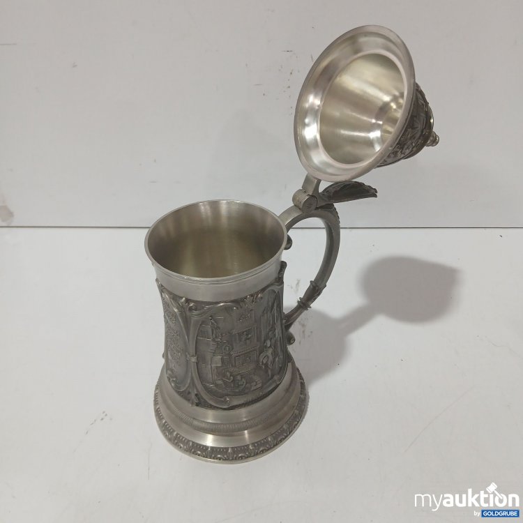 Artikel Nr. 988104 Artikel Nr. 988104: Artina SKS Bierkrug 95%Zinn Motiv Mittelalter DM ca 9cm, Höhe ohne Deckel ca 16cm