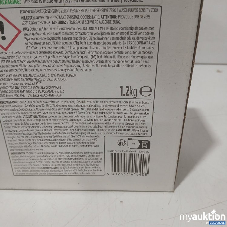 Artikel Nr. 468105: Ecover Waschpulver Sensitive Zero 1,2 kg 16 Waschladungen