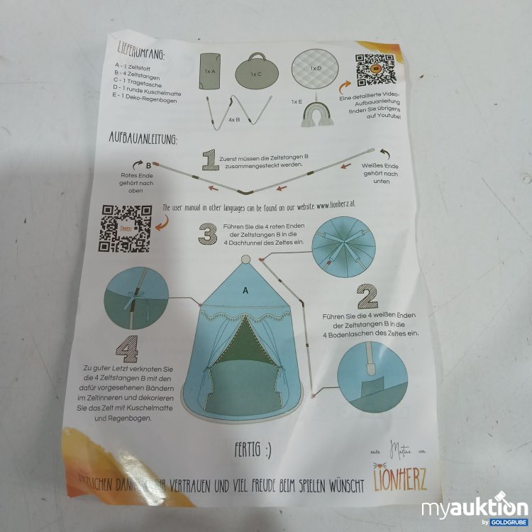 Artikel Nr. 956107: Lionherz Zelt 