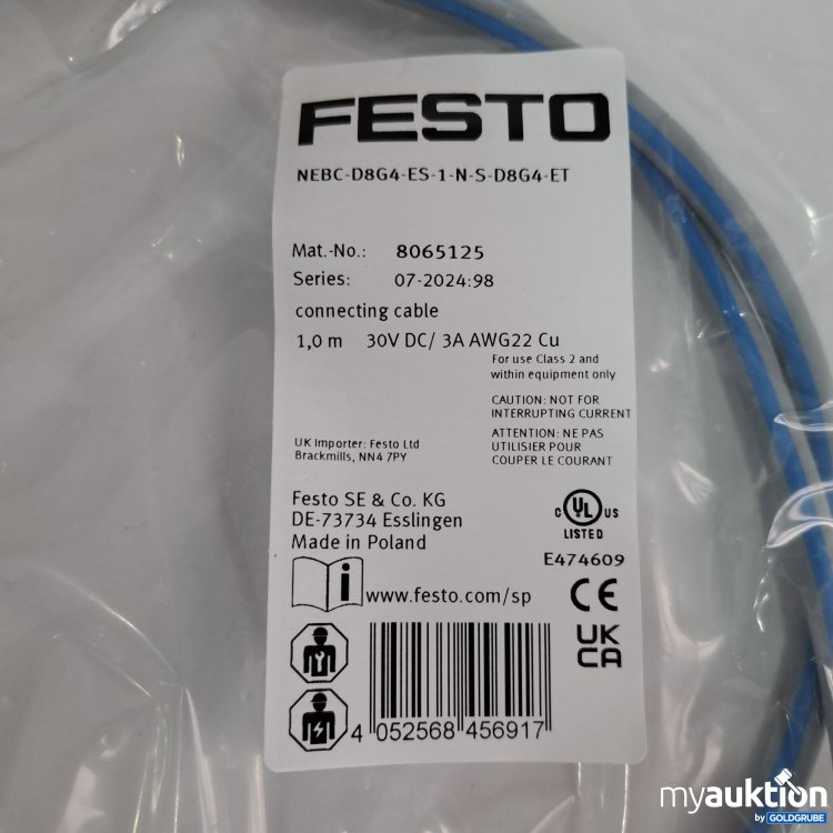 Artikel Nr. 428108 Artikel Nr. 428108: Festo Verbindungskabel, 8065125, lt. Foto