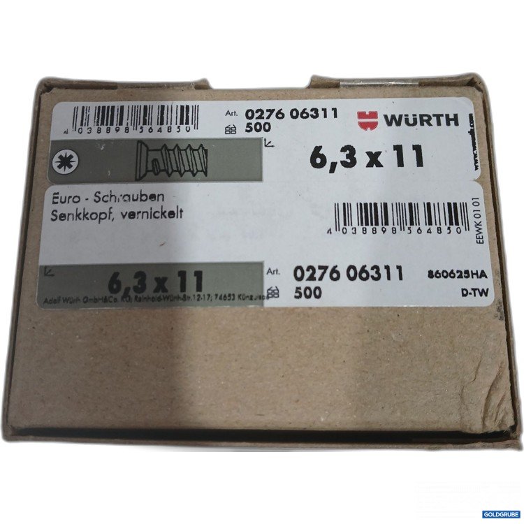 Artikel Nr. 443108: Würth Euro-Schrauben Senkkopf vernickelt 6,3x11 500Stk 