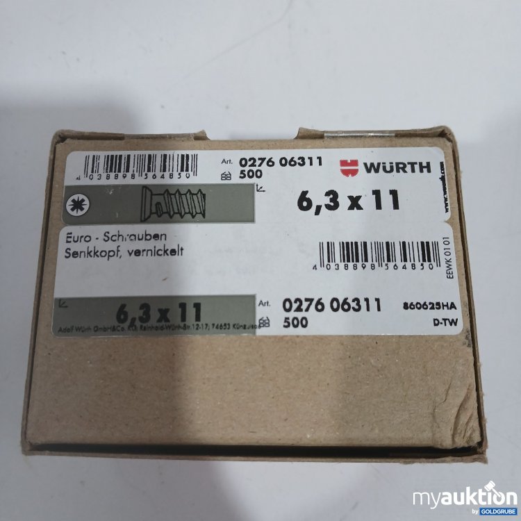 Artikel Nr. 443108: Würth Euro-Schrauben Senkkopf vernickelt 6,3x11 500Stk 