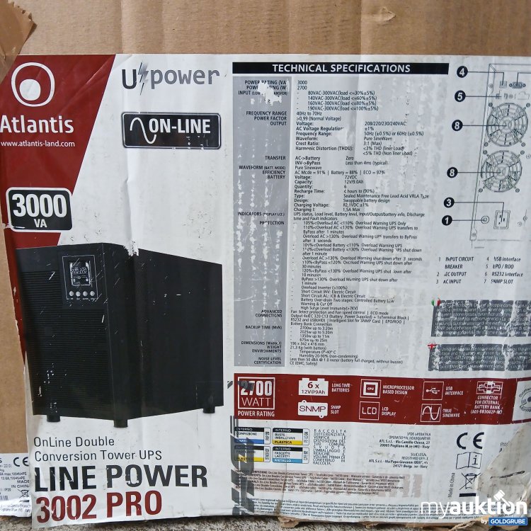 Artikel Nr. 905108 Artikel Nr. 905108: Atlantis OnLine Doublr Conversion Tower UPS Line Power 3002 Pro