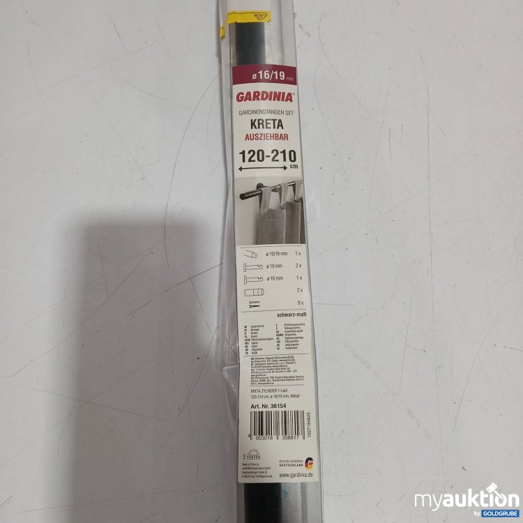 Artikel Nr. 479111 Artikel Nr. 479111: Gardinia Gardinenstangen Set Kreta ausziehbar schwarz matt 120-210 cm Ø 16/19 mm