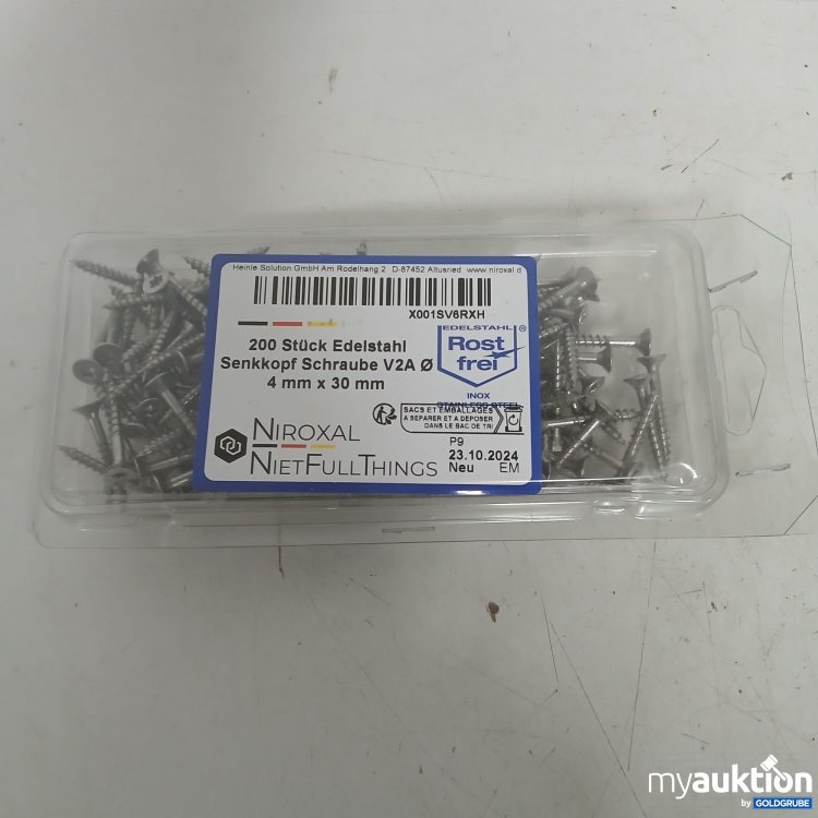 Artikel Nr. 903111 Artikel Nr. 903111: Niroxal 200 Stück Edelstahl Senkkopf Schraube V2A 4mm x30mm