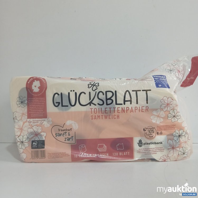 Artikel Nr. 853112: Glücksblatt Toilettenpapier Samtweich 16 Rollen 4lagig 