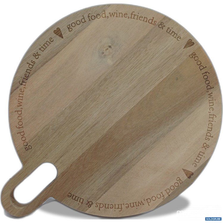 Artikel Nr. 897115: Holz Schneidebrett mit Aufschrift, d=ca.30cm