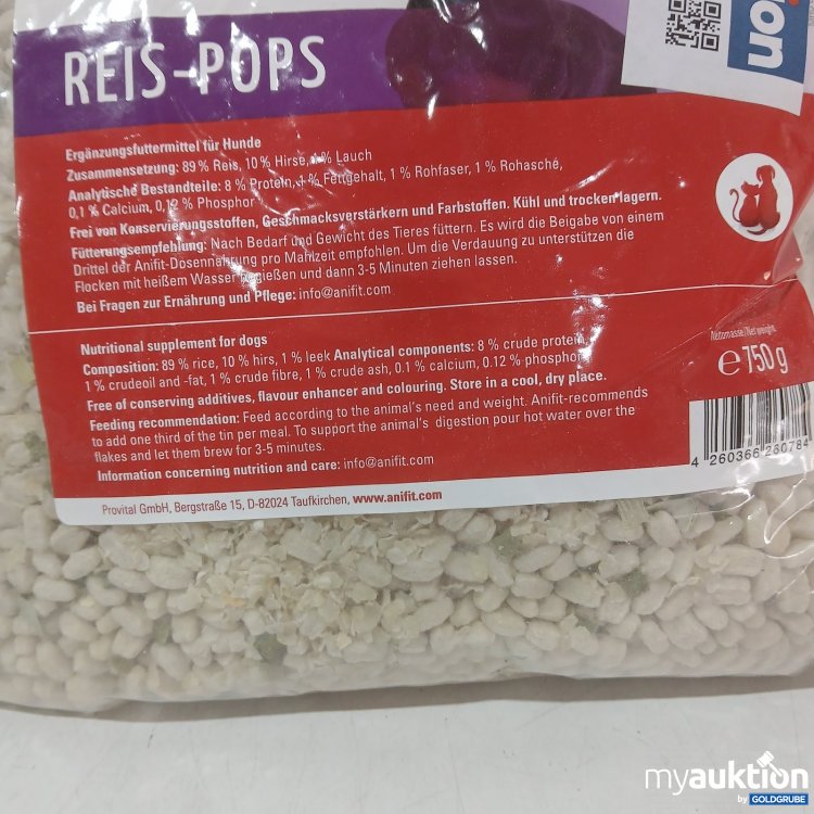 Artikel Nr. 466116: Anifit Reis-Pops Ergänzungsfuttermittel für Hunde 
750 g