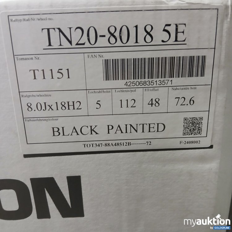Artikel Nr. 524117 Artikel Nr. 524117: Tomason Felge Black painted 8.0Jx18H2 ET48 LK5 TN20-8018 5E